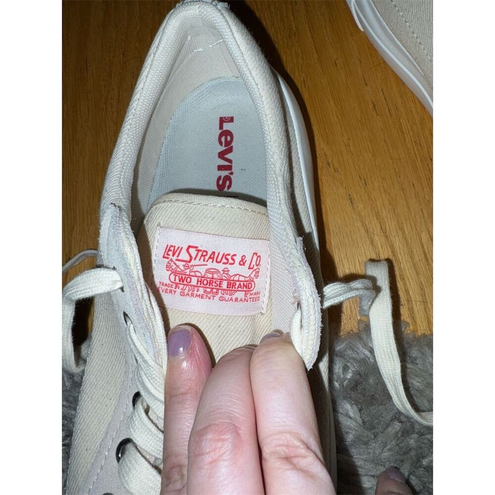 Levi's Women's Beige Canvas Sneakers Size 9 Standard Casual Lace-Up Shoes - Picture 10 of 11